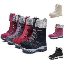 Schneestiefel Herren Gefüttert,Winterstiefel Damen Warm Schwarz,Einfarbig Modische Winterschuhe Klassische Barfußschuhe Kuschelige Schneeschuhe Retro Snow Boots Geschenke Für Männer Weihnachten von Dasongff