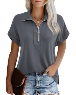 Datuhao Sommer Blusen Damen Leicht und Luftig Schicke Bluse Damen Kurzarm Oberteile Damen Große Größen Blusen Bügelfrei Damen Stretch Casual Bluse Weite ärmel Arbeitsshirt Outdoorbluse von Datuhao