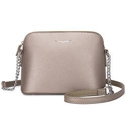 DAVIDJONES Damen Jet Set Geldbörse Dome Crossbody Tasche, Kleine PU Leder Umhängetasche mit Kettenriemen, Leichte Satteltaschen, Antikgold, Medium, Jet Set Chain Dome Umhängetasche von David Jones