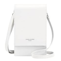 David Jones - Umhängetasche für Handy Damen – kleine Handtasche mit Schultergurt – elegante Mini-Tasche – Kunstleder Kroko – Stadt Arbeit Reise Abend, weiß, Einheitsgröße von David Jones