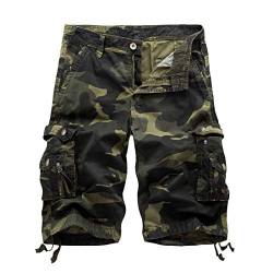 Männer Camouflage Cargo-Shorts, Multi-Taschen-Bund-Workout Shorts fit Cargoshorts Entspannt von Dawwoti