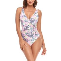 Daysskk Badeanzug Damen Bauchweg Badeanzug Damen Blumen Bademode Damen Push Up Badebekleidung Swimsuit Women Urlaub Outfit Damen XXL von Daysskk