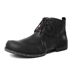 Dcbdx Herren Schnürstiefeletten Cowboystiefel Lässiger Stilvoll Biker Boots Straßenschuhe Boots,Schwarz,39 EU von Dcbdx