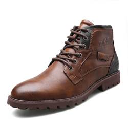 Herren Chukka Lederstiefel Retro-Stil Rundem Kurzschaft Stiefel wasserabweisend Desert Boots,Braun,43 EU von Dcbdx