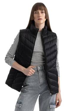 DeFacto Damen Weste Steppweste Leicht Ärmellos Jacke mit Reissverschluss Taschen Regular Fit W/O Hoodie von DeFacto