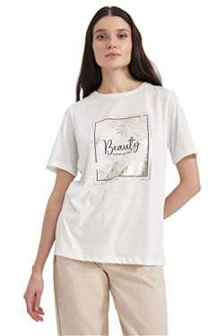 DeFacto Damen Z6453AZ T-Shirt, Ecru, 3XL von DeFacto