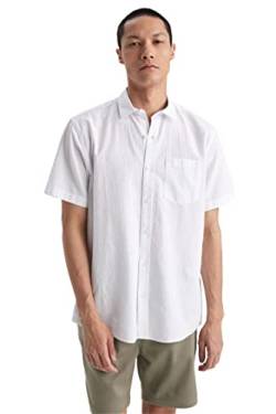 DeFacto Herren Z3511AZ Tunic Shirt, White, XS von DeFacto