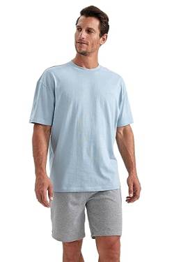 DeFacto Men's B0662AX T-Shirt, LT.Blue, M von DeFacto