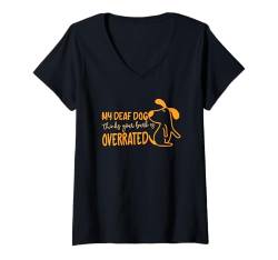 Damen Gehörlose Hunde T-Shirt mit V-Ausschnitt von Deaf Dog Owner