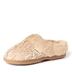 Dearfoams Claire Marled Damen Chenille Clog Slipper mit Zopfmuster, Latte, 7-8 von Dearfoams