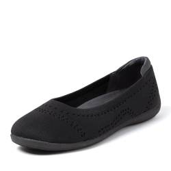 Dearfoams Damen-Ballerinas mit Fußgewölbeunterstützung, bequem, zum Reinschlüpfen, Misty, Schwarz einfarbig, 43 EU von Dearfoams