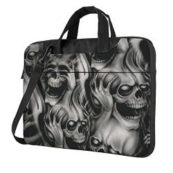 Debou Cool Evil Schädel Laptop Tasche Leichte Computertaschen Große Kapazität Tragbare Crossbody Laptop Fall Sleeve Aktentasche w/Strap Griff, Schwarz , 15.6 inch von Debou