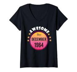 Damen Fantastisch Seit Dezember 1964 Geburtstag 1964 Dezember Vintage T-Shirt mit V-Ausschnitt von December Birthday Awesome Since December Vintage