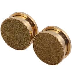 1 Paar Gold 14 mm(9/16") Solide Plugs Tunnel Ohrringe Ohrstöpsel Septum Piercing Ohrplugs Körperschmuck Ohr Dehnstäbe Expander Titanstahl Edelstahl Frauen Damen Herren von Decentraland