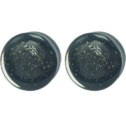 2 Stück Schwarz 6 mm(2 G) Mit Glitzer Acryl Ohr Plug Tunnel Ohrringe Körperschmuck Double Flared Plugs Dehnset Dehnstäbe Ohrstöpsel Expander Frauen Damen Herren Ohrplugs Piercing von Decentraland