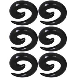 3 Paar 8 mm(0 G) Schwarz Acryl Dehnspiralen Plugs Tunnel Kegel Dehnungsschnecke Ohrstecker Piercing Dehnschnecke Dehnsichel Set Ohrringe Dehnstab Piercing Spirale Ohr Expander Frauen Herren von Decentraland