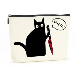 Decohim Schwarze Katze, Make-up-Tasche, lustige Katzengeschenke für Frauen, Katzenliebhaber, Kosmetiktasche, Katzen-Themen-Geschenke, niedliche Katzenutensilien, schwarze katze, 9.8 x 7 inch von Decohim