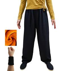 Dee Plus Kung Fu Tai Chi Trainingshose Warme Winter Hose Fleece Gefüttert Jogginghose Casual Sporthose Damen und Herren Uniformen Kampfsport | Qigong Wing Chun Shaolin Weite Beine (M) von Dee Plus