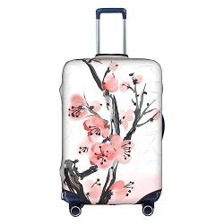 Dehiwi Pink Cherry Floral Gepäckabdeckung Reise Staubdichte Kofferabdeckung Reißverschluss Kofferschutz passend für 45,7-81,3 cm Gepäck, weiß, L von Dehiwi