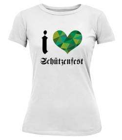 T-Shirt I Love Schützenfest - Damen S Weiß von Deitert