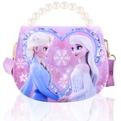 Dekewe Kinderhandtasche Mädchen, Eiskönigin Umhängetasche Kinder mit verstellbaren Schultergurten Handtasche Mädchen Elsa Tasche, Prinzessin Kindertasche(Lila) von Dekewe