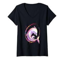 Damen Mama Und Baby-delfin-kunst Für Delfin-liebhaber T-Shirt mit V-Ausschnitt von Delfin-kunst Für Delfin-liebhaber