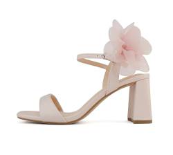 Delicious Bless ~ Damen-Sandalen mit offenem Zehenbereich, hoher Absatz, Chiffon, Brautkleid, D-pink, 40 EU von Delicious