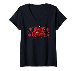 Damen Frohe Weihnachten T-Shirt mit V-Ausschnitt von Delightfully Different World