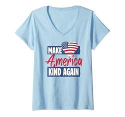 Damen MACH AMERIKA WIEDER NETT T-Shirt mit V-Ausschnitt von Delightfully Different World