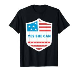 Kamala Harris Präsidentin 2024 USA Amerika Yes She Can T-Shirt von Demokraten Outfit US Wahlen Election Damen Herren