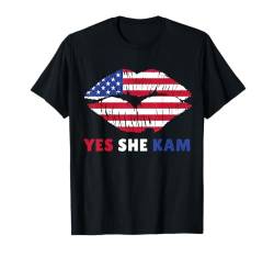 Kamala Harris Präsidentin 2024 USA Amerika Yes She Kam T-Shirt von Demokraten Outfit US Wahlen Election Damen Herren