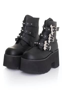 DemoniaCult - Ashes 55 Black Vegan Leather - Girl Schuhe - Schwarz - EU 42 - Synthetic/Synthetic/Gummi von DemoniaCult