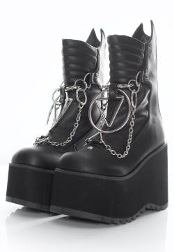 DemoniaCult - Kera 130 Black Vegan Leather - Girl Schuhe - Schwarz - EU 36 - Synthetic/Synthetic/Gummi von DemoniaCult