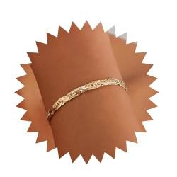 Dervivea Punk-Armband mit gehämmerter Schlangenkette, Goldkette, Armreif, grobes Kettenarmband, Netzgliederketten-Armbänder, verstellbares Fischgräten-Armband, Handkette, Schmuck für Frauen von Dervivea