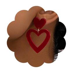 Dervivea Vintage Rote Herz Ohrringe Liebe Herz Ohrstecker Ohrringe Acryl Herz Tropfen Ohrringe Hohlen Herz Ohrringe Schmuck Für Frauen Und Mädchen von Dervivea