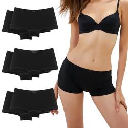 Desanlapi Pantys Damen Baumwolle Boxershorts Damen Hotpants Unterwäsche Frauen Panties Baumwoll-Slips für Damen Hipsters 6er Pack Weich Bequem Panty Shorts Schwarz XL von Desanlapi