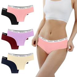 Desanlapi Unterhosen Teenager Mädchen Baumwolle Unterwäsche Weiche Schlüpfer für Teen Stretch Slips 6er Pack Mehrfarbig XL von Desanlapi