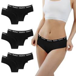 Desanlapi Unterhosen Teenager Mädchen Baumwolle Unterwäsche Weiche Schlüpfer für Teen Stretch Slips 6er Pack Schwarz XL von Desanlapi