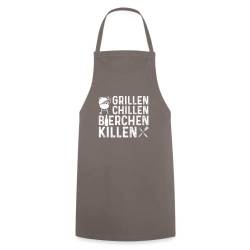 DesignsByJnk5 Grillschürze Unisex Grillen | Grillen Chillen Bierchen Killen Kochschürze Grillen Bier Spruch | BBQ lustige Sprüche Schürze für Griller Geschenkidee Grillen von DesignsByJnk5