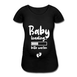 DesignsByJnk5 Schwangerschafts T-Shirt Schwangerschaft | Baby Loading Bitte Warten Umstandsshirt Baby Spruch | Werdende Mama lustige Sprüche Shirt für Schwangere Geschenkidee Schwangerschaft Schwarz L von DesignsByJnk5