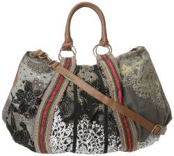 Desigual BOLS_C.O. SAC PUNTILLA Verde 30X5027, Damen Schultertaschen, Beige (Crema 6003), 47x39x14 cm (B x H x T) von Desigual