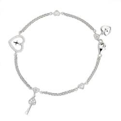 Desotos Damen-Armband 18,5cm Karabinerverschluss Schlüsselanhänger 925 Sterling Silber rhodiniert 1VNADESOJ-BR-0037 von Desotos