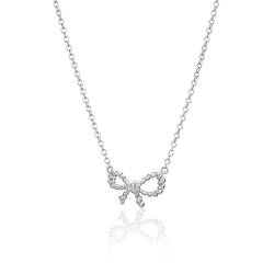 Desotos Halskette Collier für Damen 925 Sterling Silber Schleifenanhänger rhodiniert 45cm DESOJ-NL0121 von Desotos