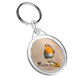 1 x roter Rotkehlchen-Vogel Garten – Schlüsselanhänger IR02 Mama Papa Kindergeburtstag #2062 von Destination Vinyl Keyrings