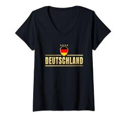 Damen Deutschland-T-Shirt für Deutschland Retro-Jungen-Deutschland T-Shirt mit V-Ausschnitt von Deutschlandspieler Geschenke Deutschland