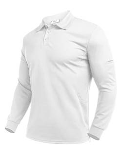 Deyeek Herren Poloshirts Langarm Golf Polo Shirts für Männer Schnell trocknend UPF 50+ Sonnenschutz Polos Casual Kragen Shirts, Weiss/opulenter Garten, L von Deyeek