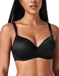 Deyllo BH Damen mit Bügel Seamless Minimizer Tshirt BH Große Brüste Starker Halt Comfit Soft Entlastungs Bralette Bequemer Nahtloser Push up BH Große Größen Anti Sag Schwarz 85E von Deyllo