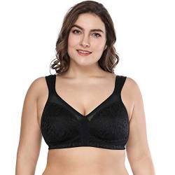 Deyllo Damen BH Grosse Grössen Vollschalen Minimizer Ohne Bügel Bequemer Klassischer BH(Schwarz,95C) von Deyllo