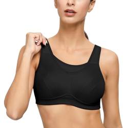 Deyllo Damen Sport BH Starker Halt Große Größen Sport-BH für Fitness Lauf Yoga(Schwarze,46D / 105D) von Deyllo