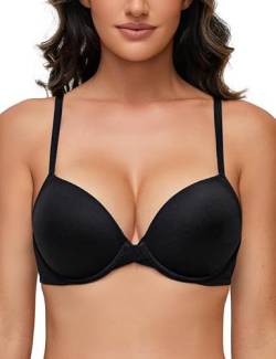 Deyllo Super Push up BH Damen mit Bügel Extrem Seamless T-Shirt BHS Comfy Gepolstert Bra Body Make up für Kleine Brüste Schwarz 75C von Deyllo